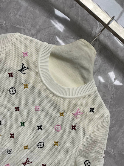 25 new colorful logo pattern embroidered short sleeves