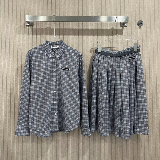 25 Summer new logo check preppy suit