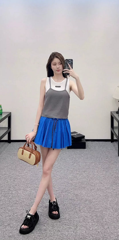 m 25 summer new color collision false two-piece undershirt