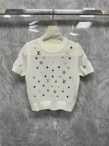 25 new colorful logo pattern embroidered short sleeves