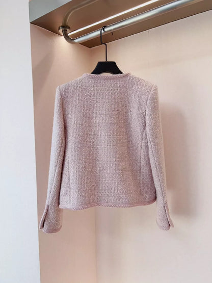 25 Early Spring Pink Tweed Jacket