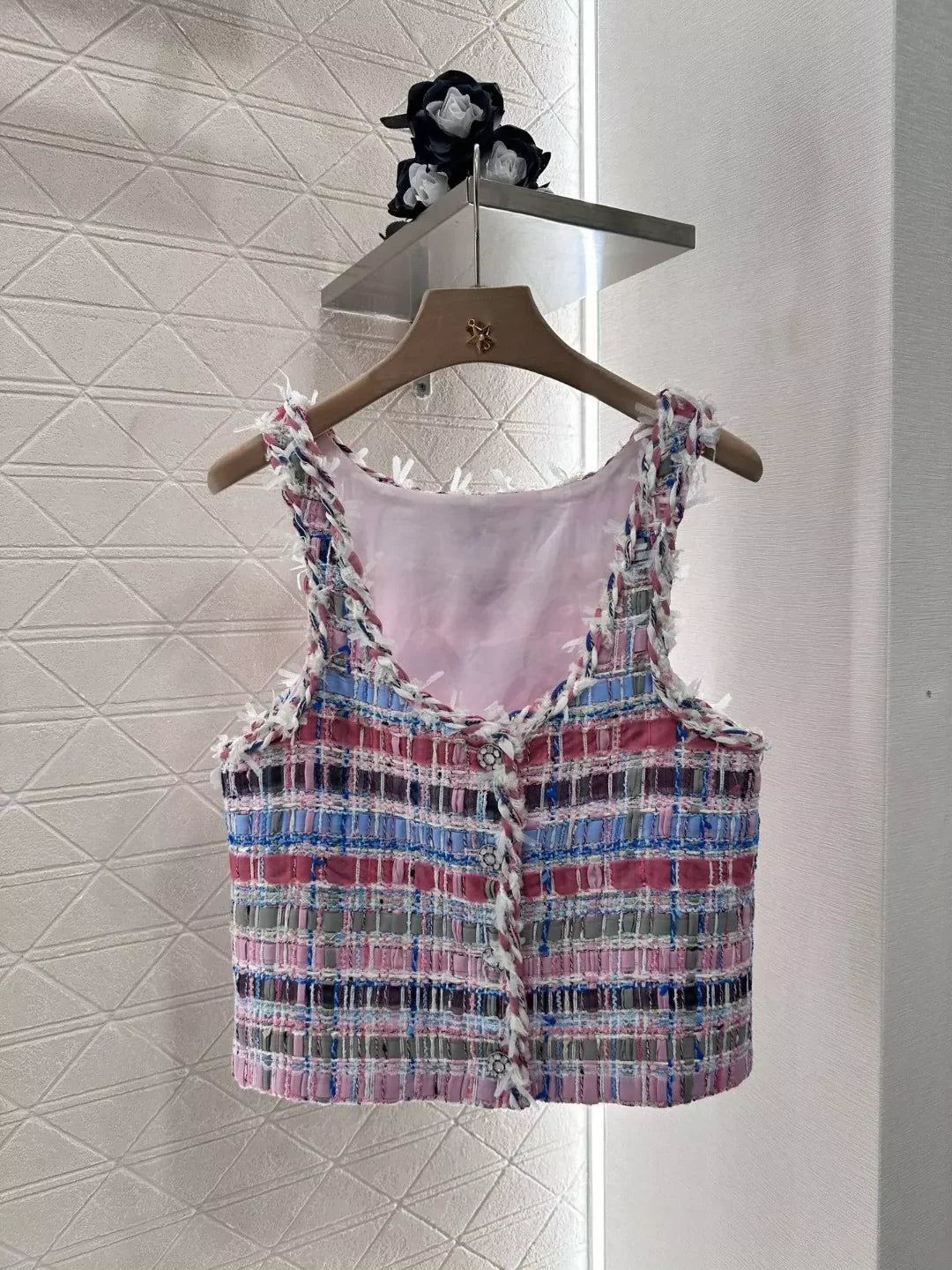 25 Spring and Summer New Color Woven Vest Skirt Pants Set