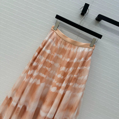 D 25 Spring/Summer Vacation Style New Water Wave Tie-Dye Half Skirt