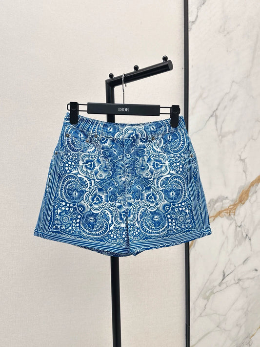 D 25 New Celadon Color Butterfly Pattern Print Denim Collection