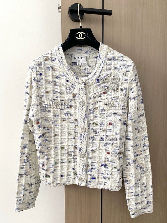 C New 25th Plaid Single-Breasted Round Neck Long-Sleeved Knit Cardigan(white/black/red)