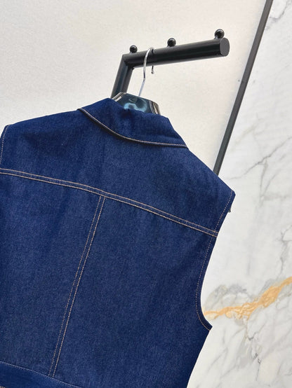 25 Spring/Summer New Double Pocket Denim Vest Jacket