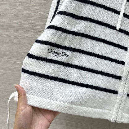 D 25 new drawstring design drawstring striped wool hooded cardigan