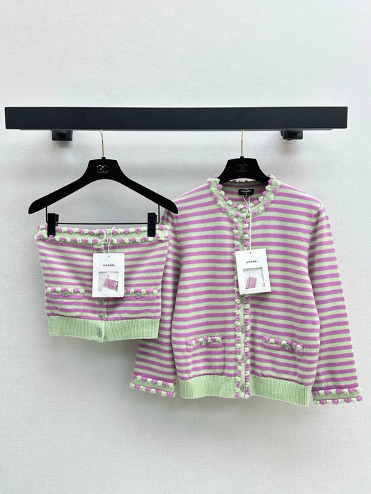 C 25 Spring/Summer New Summer Limited Stripe Set Sheath + Cardigan
