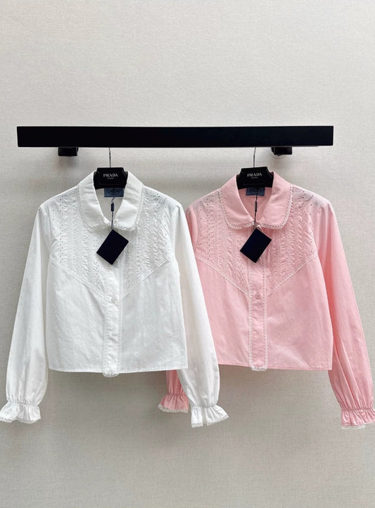 P 25 spring and summer new lace lace long sleeve shirt