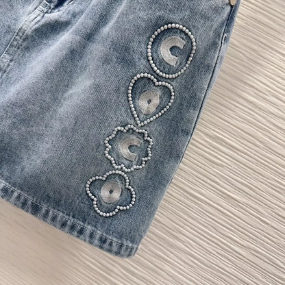 C 25 New Embroidered Denim Skirt