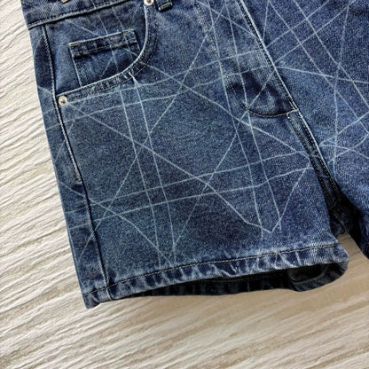 D 25 Summer Embroidery Lombard Denim Shorts