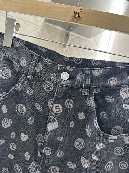 C 25 Laser printed denim trousers