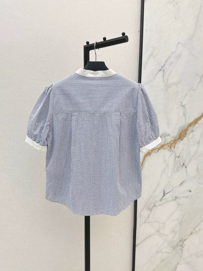 P 25 Spring/Summer newest style letter embroidery decoration short-sleeved shirt