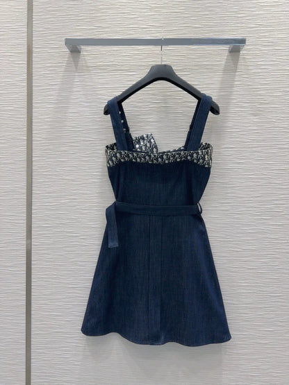 D 25 New Halter Denim Dress