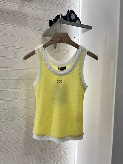 25 spring and summer new fake two-piece knitted undershirt