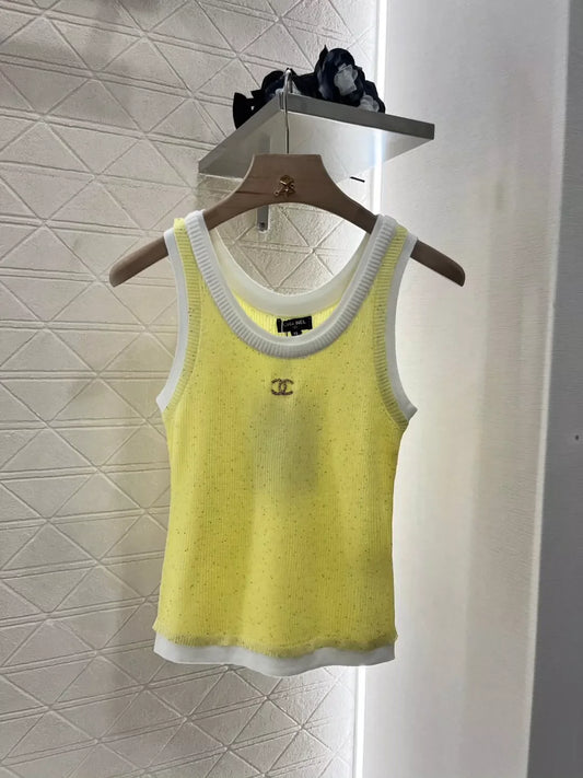 25 spring and summer new fake two-piece knitted undershirt