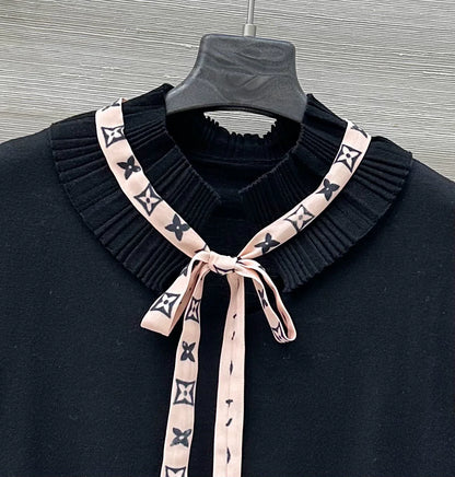 25 Spring/Summer New Lace Stand-up Collar Real Ribbon Short Sleeve