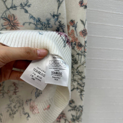 25 new cashmere sweater with plant and flower embroidery