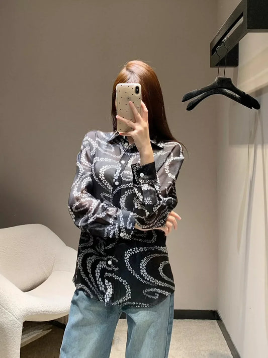 C 25 Printed Lapel Shirt