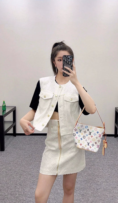 25 Summer New Denim Vest Skirt Set