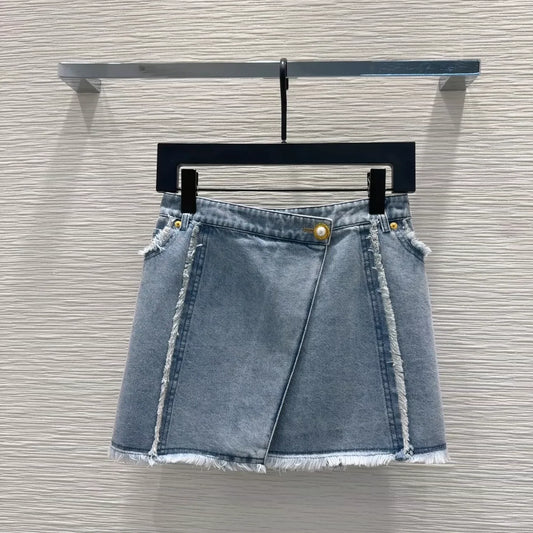 Bal 25 New Raw Edge Denim Half Skirt