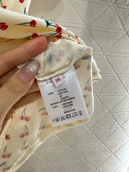 v 25 New Cherry Printed Round Neck Short Sleeve T-Shirt