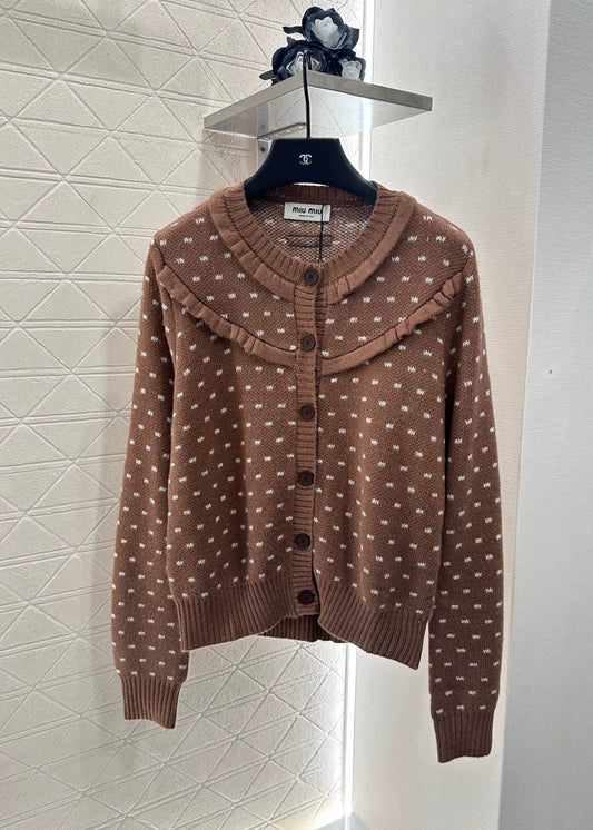 M 25 Crew-neck polka-dot knit cardigan