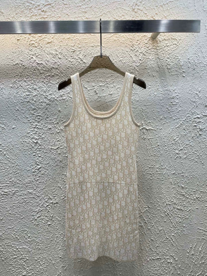 25 new Letter jacquard hot diamond knitted vest dress