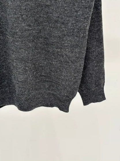 M 25 Spring and Summer new V-neck letter logo embroidery solid color simple casual knitted long sleeve