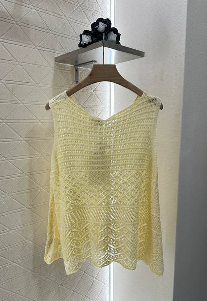 C 25 New Cutout Beaded Knit Vest