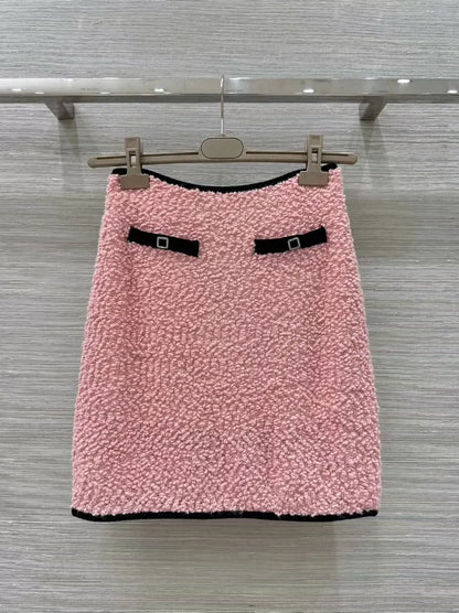C 25 Duvier Collection Colorblocked Round Neck Short Sleeve Open Chest Small Top + Half Skirt Set!