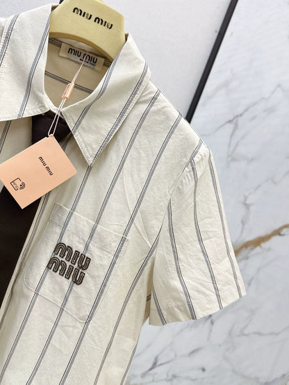 MI 25 The latest spring and summer tie short striped shirt