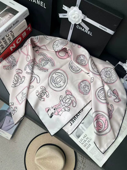 25 Camellia Scarf（pink/white）