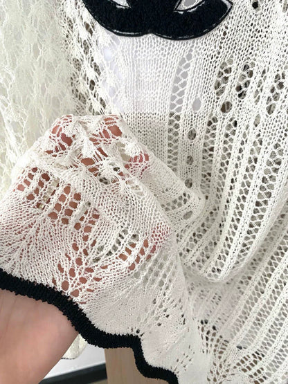 25 new hollow lotus sleeve knitted vest