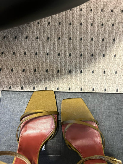Opyum Sandals Olive Green Fabric Leather