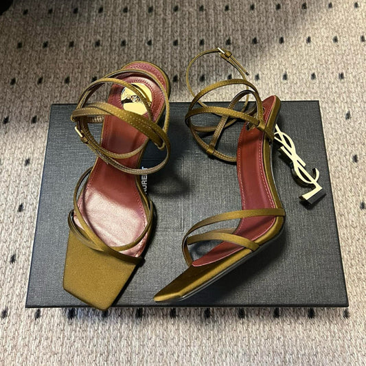 Opyum Sandals Olive Green Fabric Leather