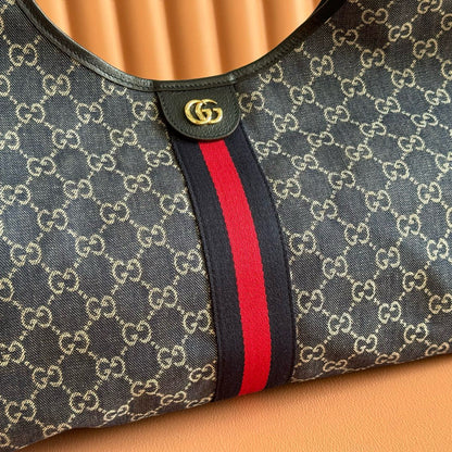 Giglio Large Tote Bag Blue and Red Denim