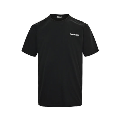 cursive signature embroidered lettering short sleeves