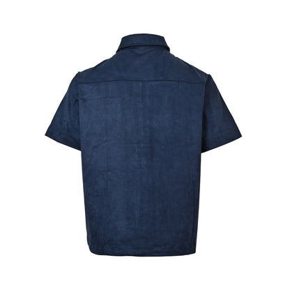 25 pocket vintage suede shirt with short sleeves
