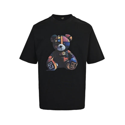 25ss Colorful bear print short sleeved shirt