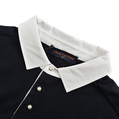 25ss Pearl Button Polo Panel Knitted Polo Short Sleeve