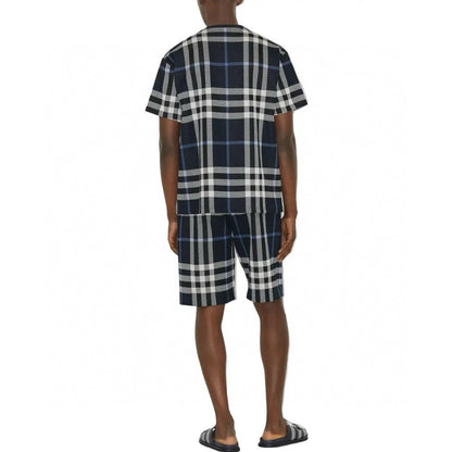 Checked knitted short sleeves