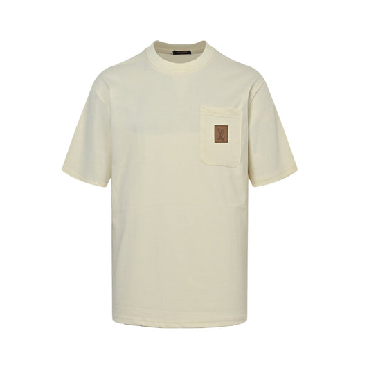 25ss pocket leather badge short sleeved shirt