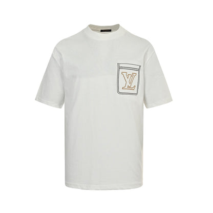 25ss Line fake pocket embroidered short sleeved shirt