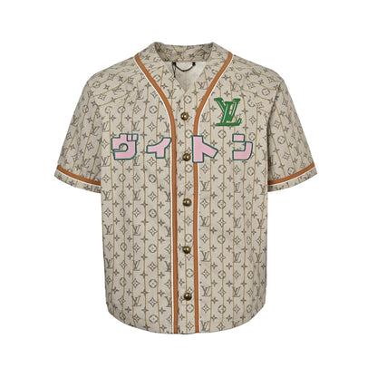 25ss fashion show collaboration embroidered short sleeved baseball shirt