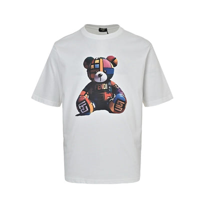 25ss Colorful bear print short sleeved shirt