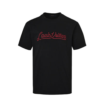 25ss cursive letter embroidery short sleeved shirt