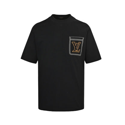 25ss Line fake pocket embroidered short sleeved shirt