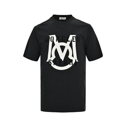 flocked letter logo printed short sleeves