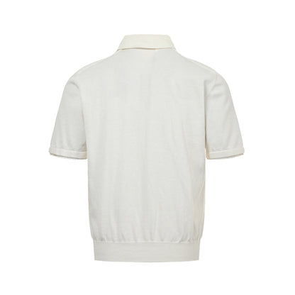 25ss Pearl Button Polo Panel Knitted Polo Short Sleeve